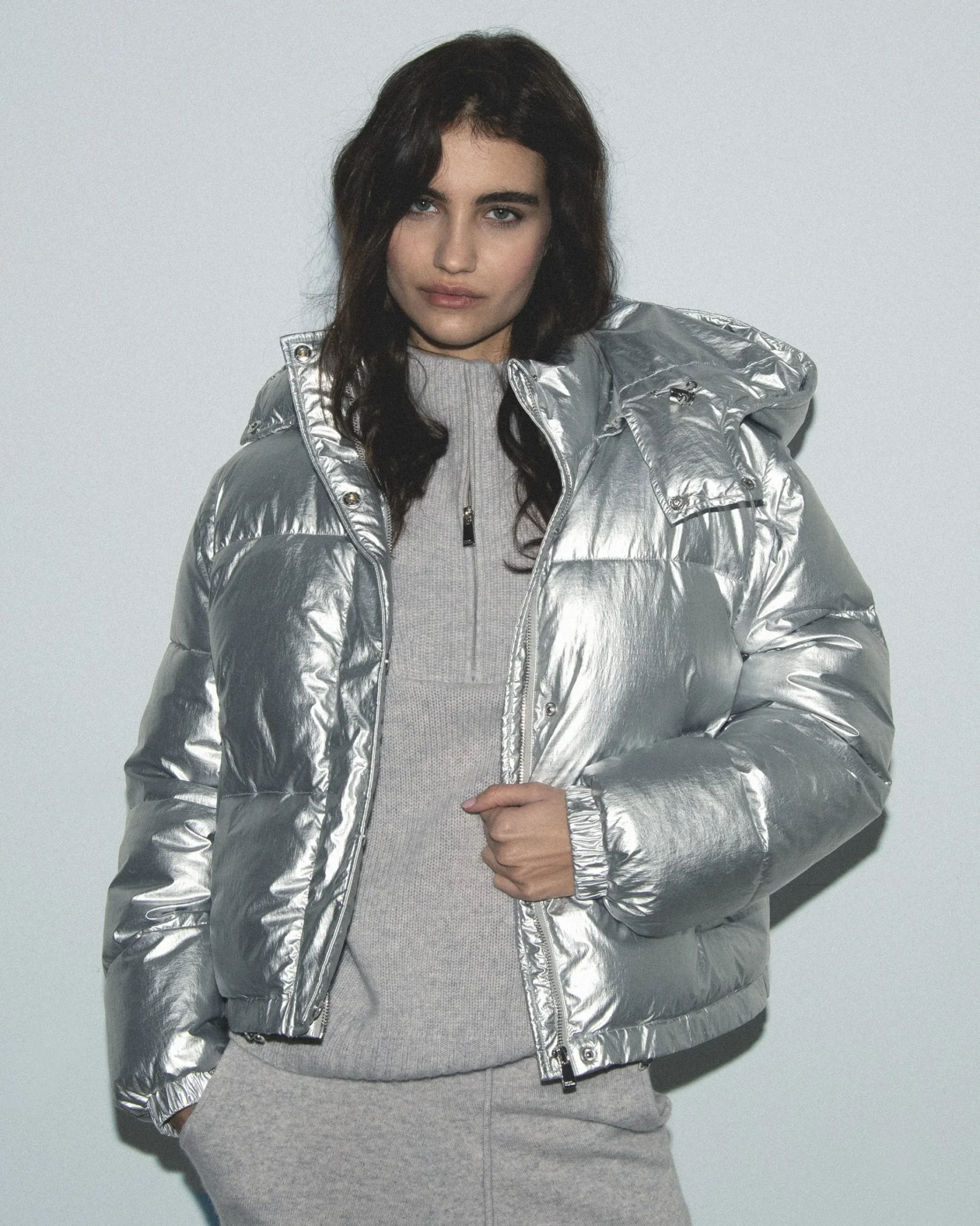FROM FUTURE Outerwear Piumino Crackle Argento Flash Sale