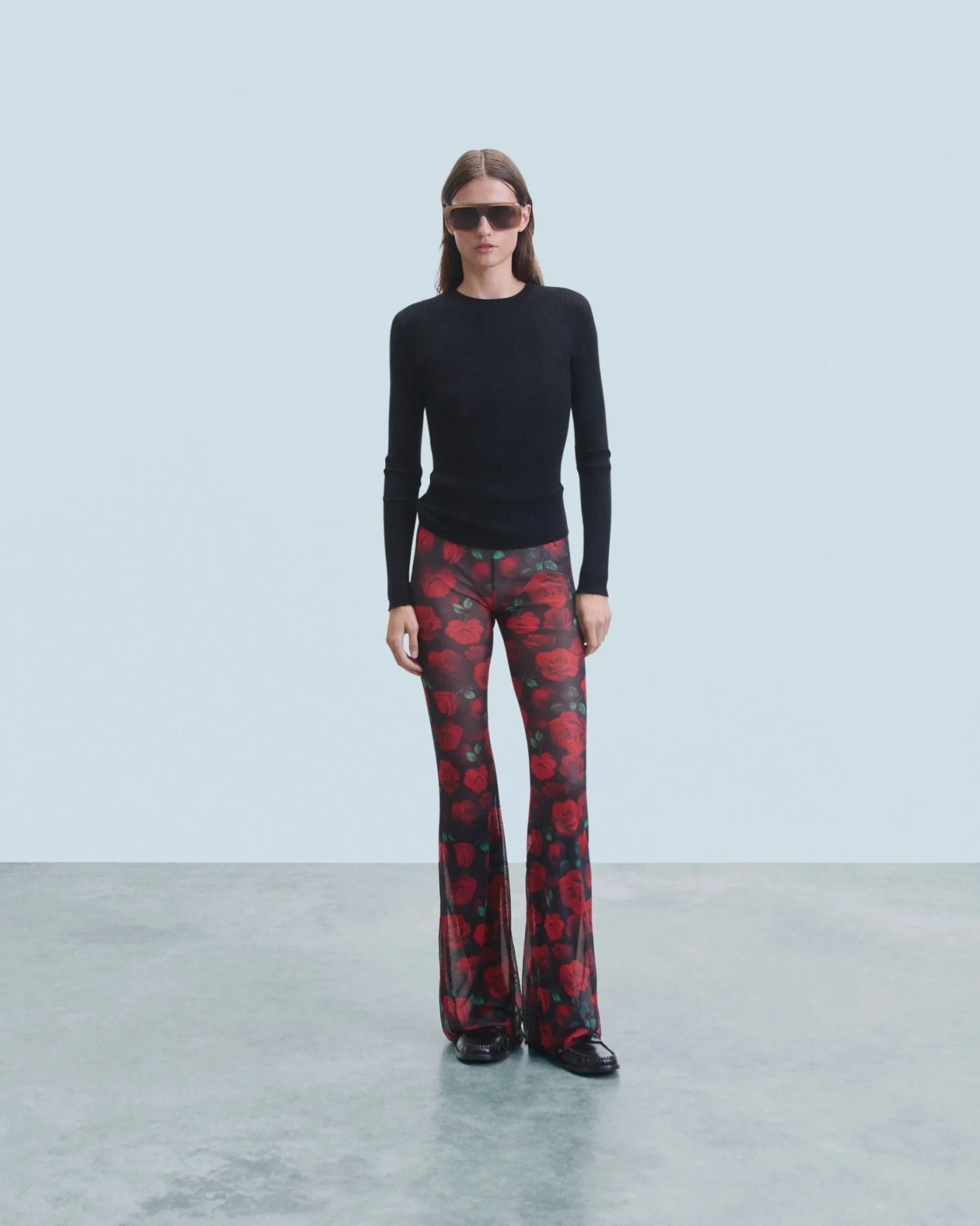 FROM FUTURE Pantaloni Flare Mesh PassionateRose Hot