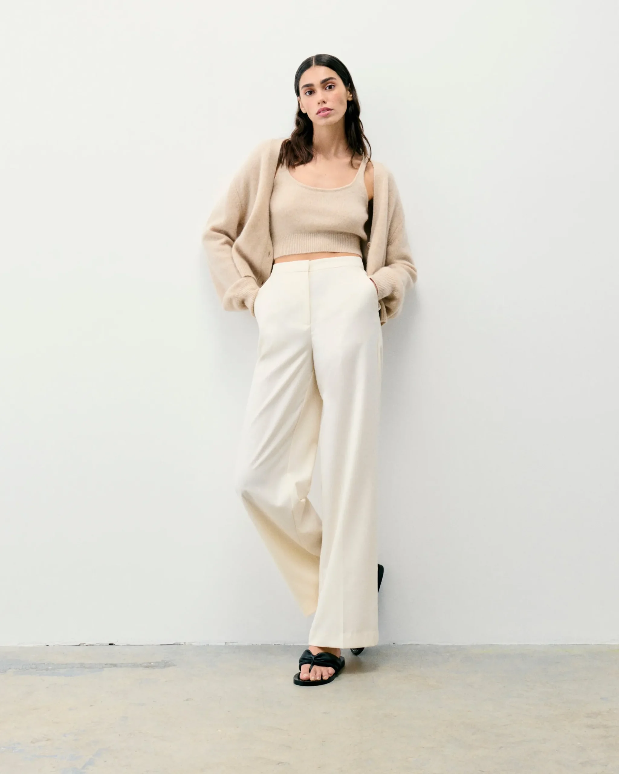 FROM FUTURE Pantaloni Larghi Ecrù Clearance