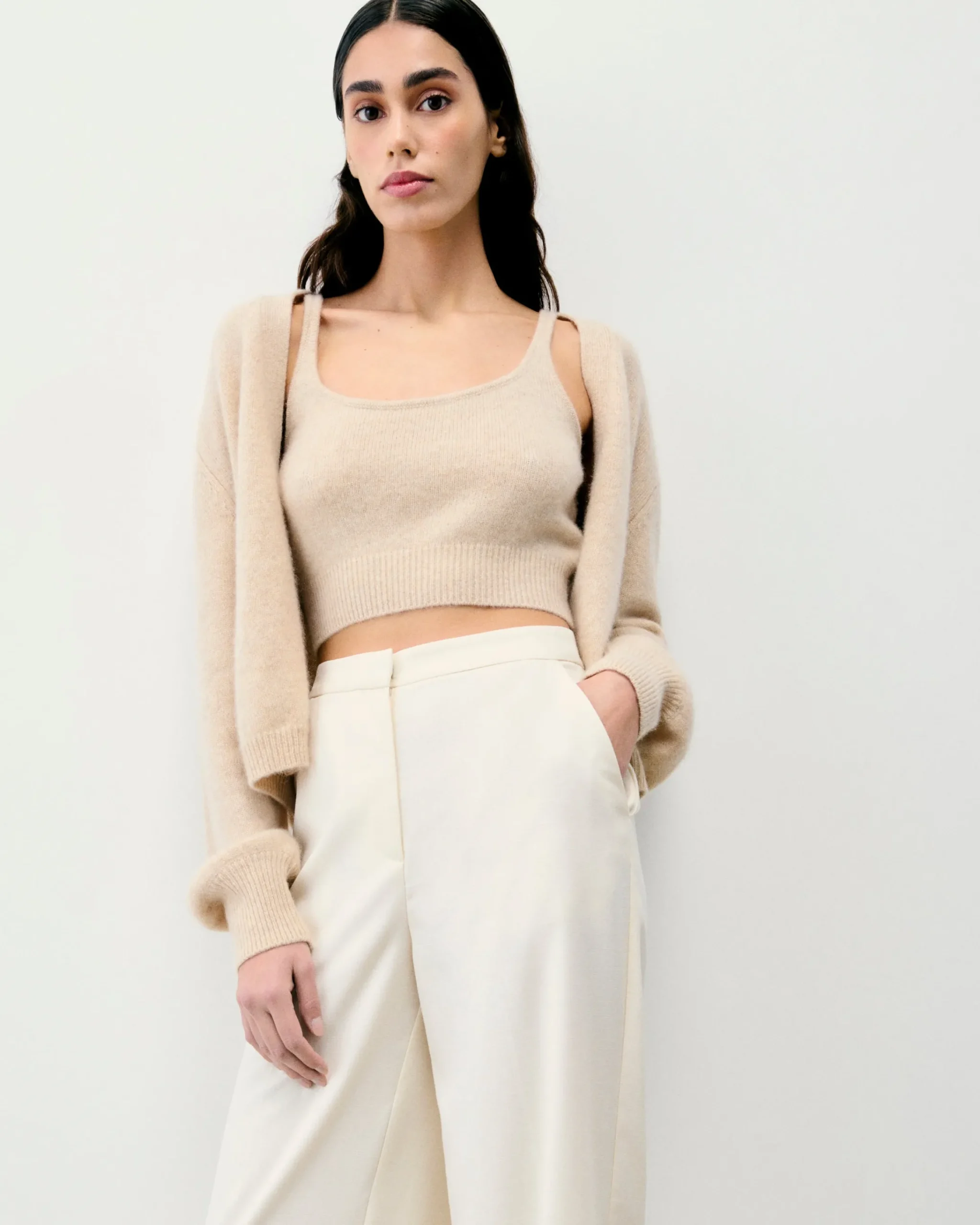 FROM FUTURE Pantaloni Larghi Ecrù Clearance