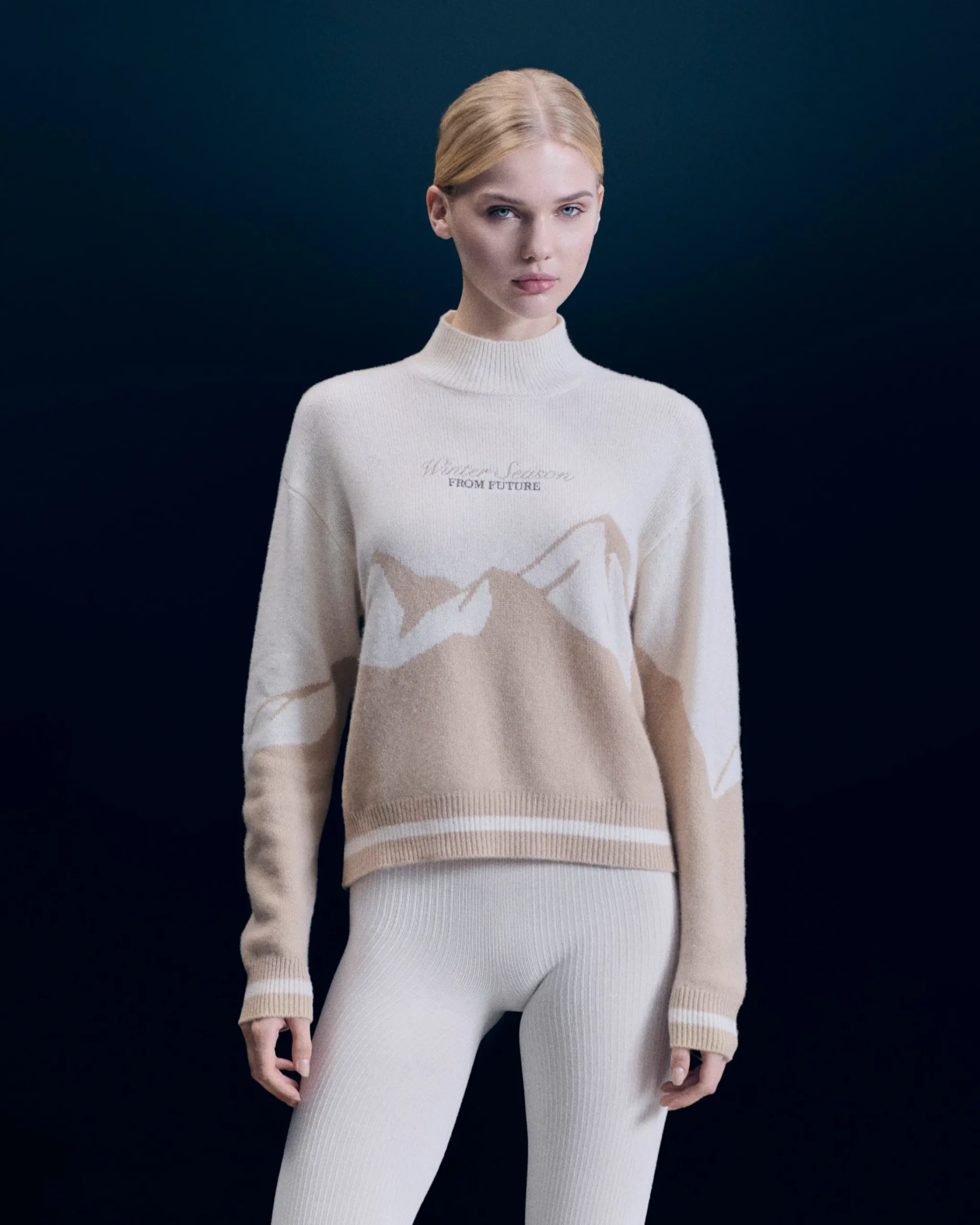 FROM FUTURE Pullover Collo alto Beige Outlet