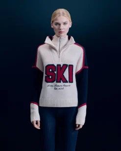 FROM FUTURE Pullover Collo alto con Zip Sabbiadeldeserto New