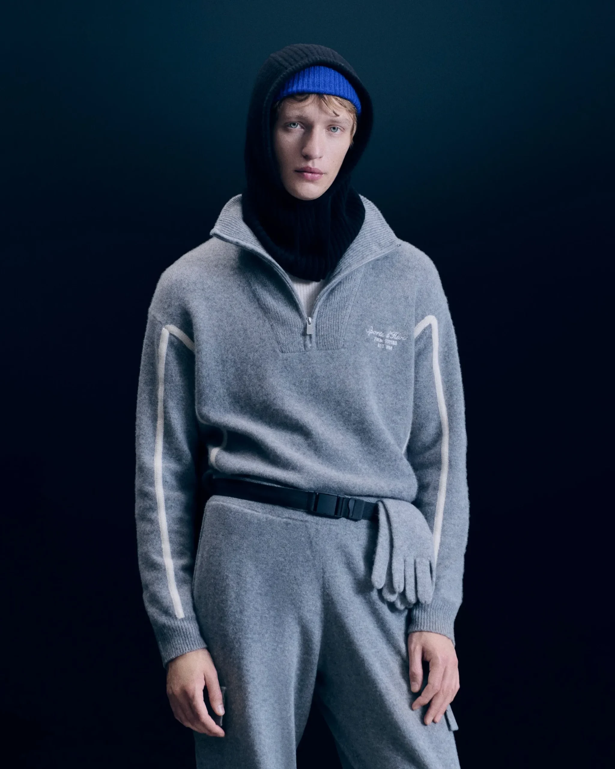 FROM FUTURE Pullover Collo alto con Zip Bande Grigioericascuro Sale