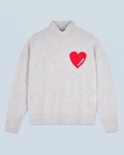FROM FUTURE Pullover Collo alto Cuore Leggero Grigioericachiaro Fashion