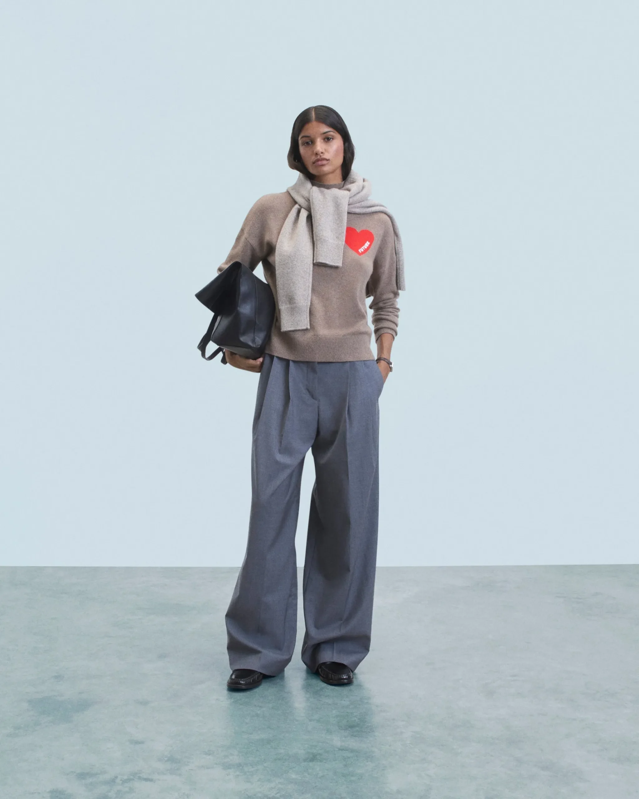 FROM FUTURE Pullover Collo alto Cuore Leggero Taupe Hot