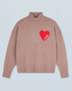 FROM FUTURE Pullover Collo alto Cuore Leggero Taupe Hot