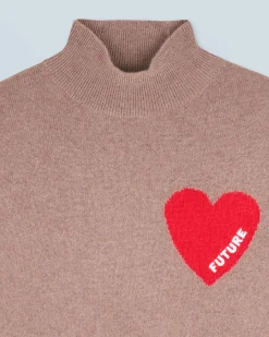 FROM FUTURE Pullover Collo alto Cuore Leggero Taupe Hot