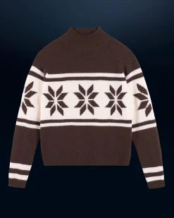 FROM FUTURE Pullover Collo alto Fiocchi di neve Cioccolato New