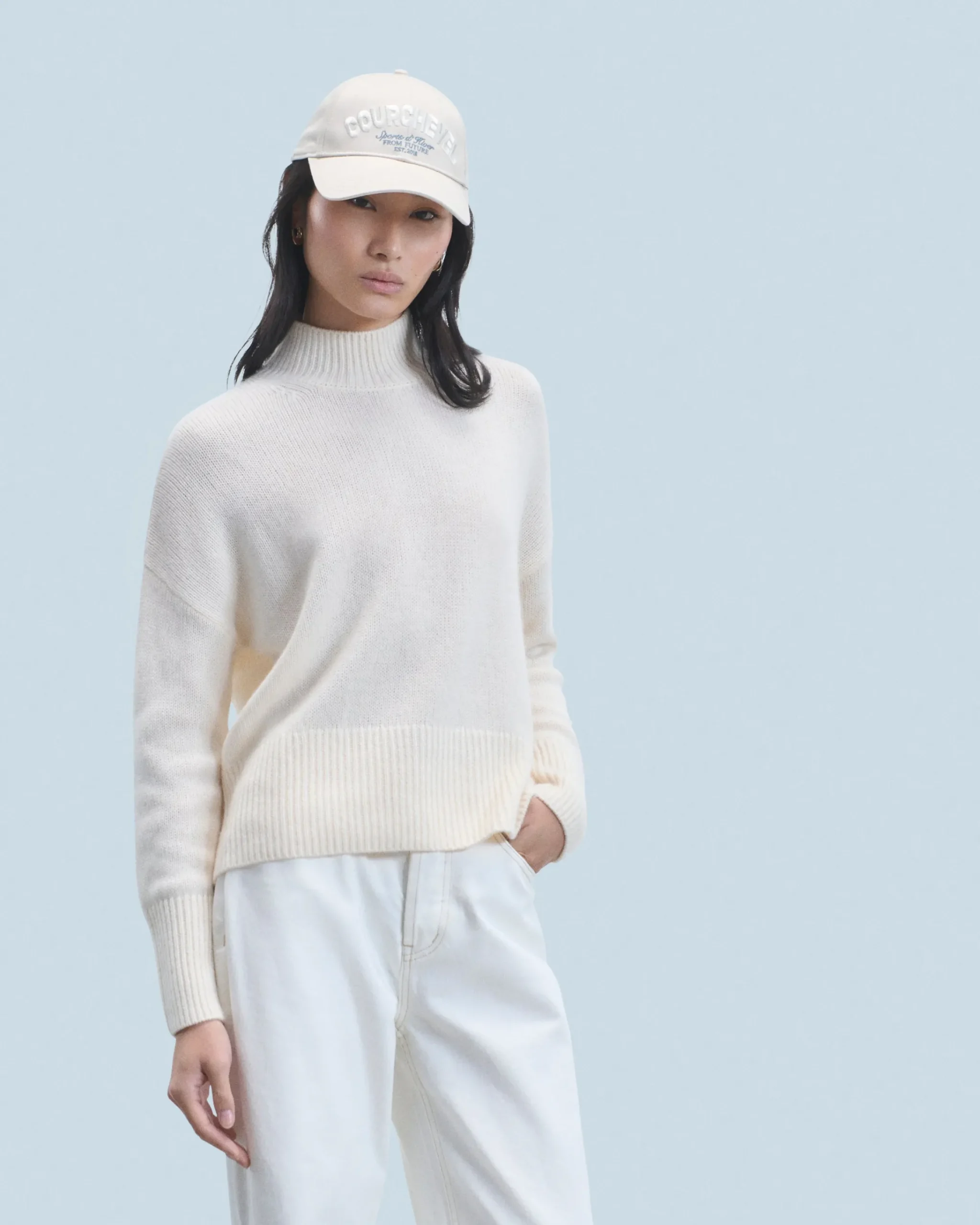 FROM FUTURE Pullover Collo alto Oversize Ecrù Hot