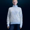 FROM FUTURE Pullover Collo dolcevita Hairy con Motivo Fiocchi di neve BabyBlue Store