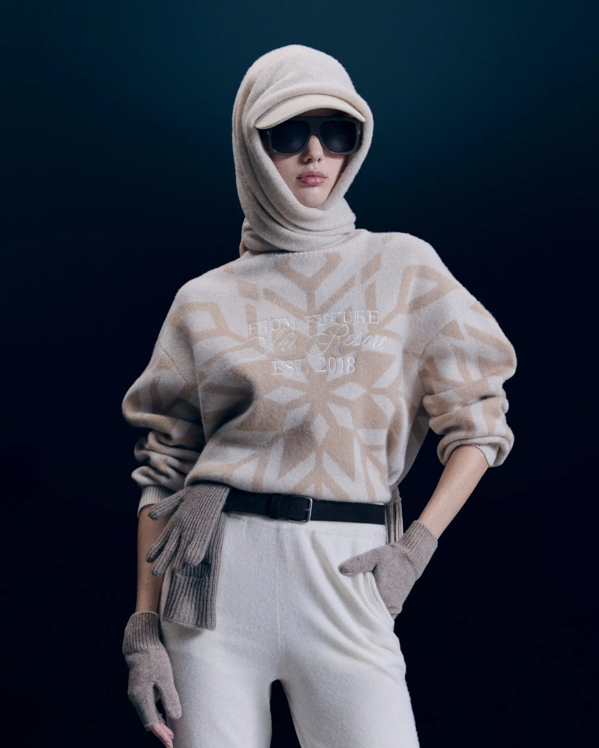 FROM FUTURE Pullover Collo dolcevita Fiocchi di neve Sabbiadeldeserto Flash Sale