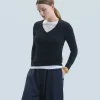 FROM FUTURE Pullover Scollo a V Basic Nero Sale