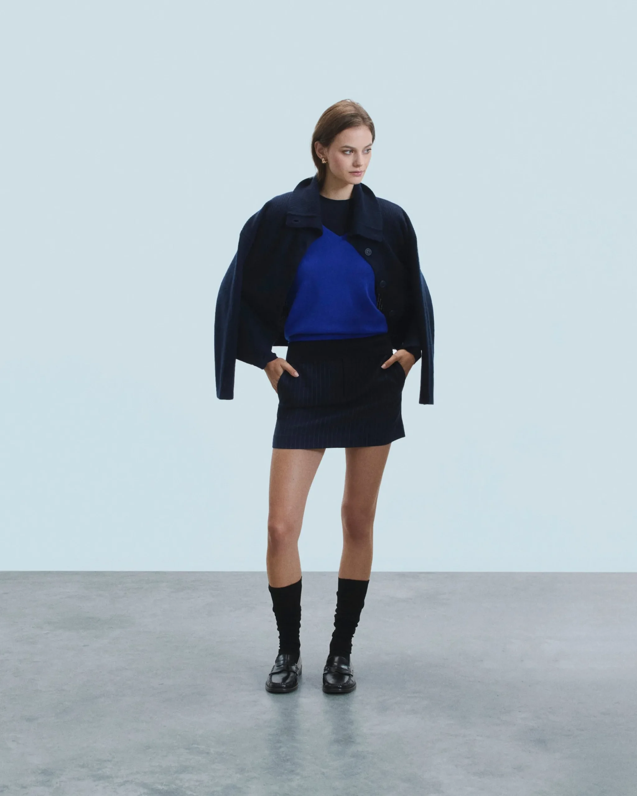 FROM FUTURE Pullover Scollo a V Basic PopBlue Clearance