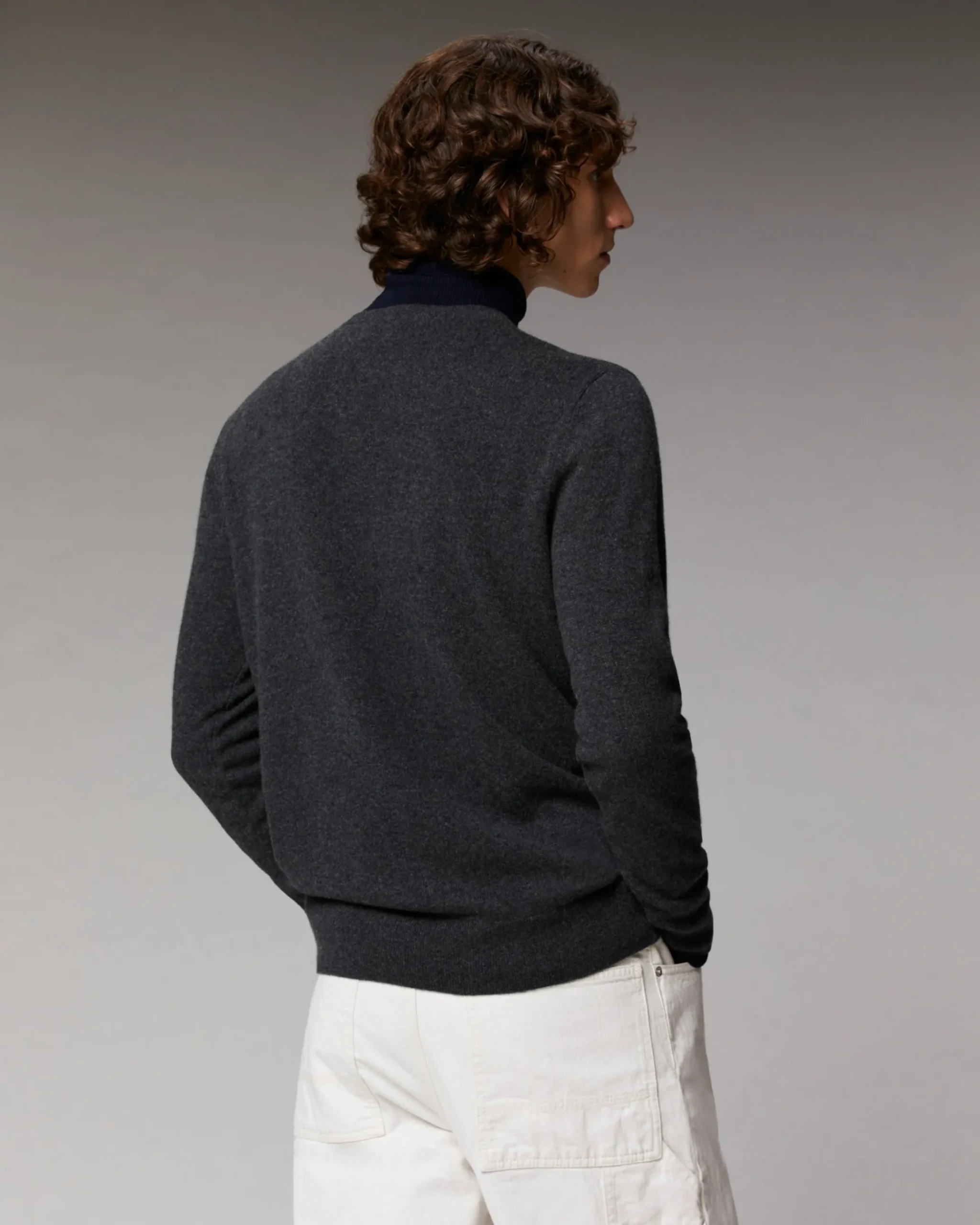 FROM FUTURE Pullover Scollo a V Basic Grigioantracite Cheap