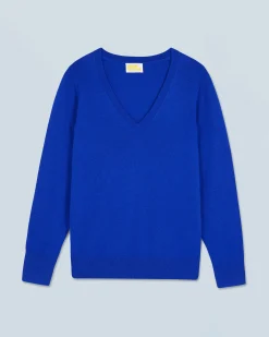 FROM FUTURE Pullover Scollo a V Basic PopBlue Clearance