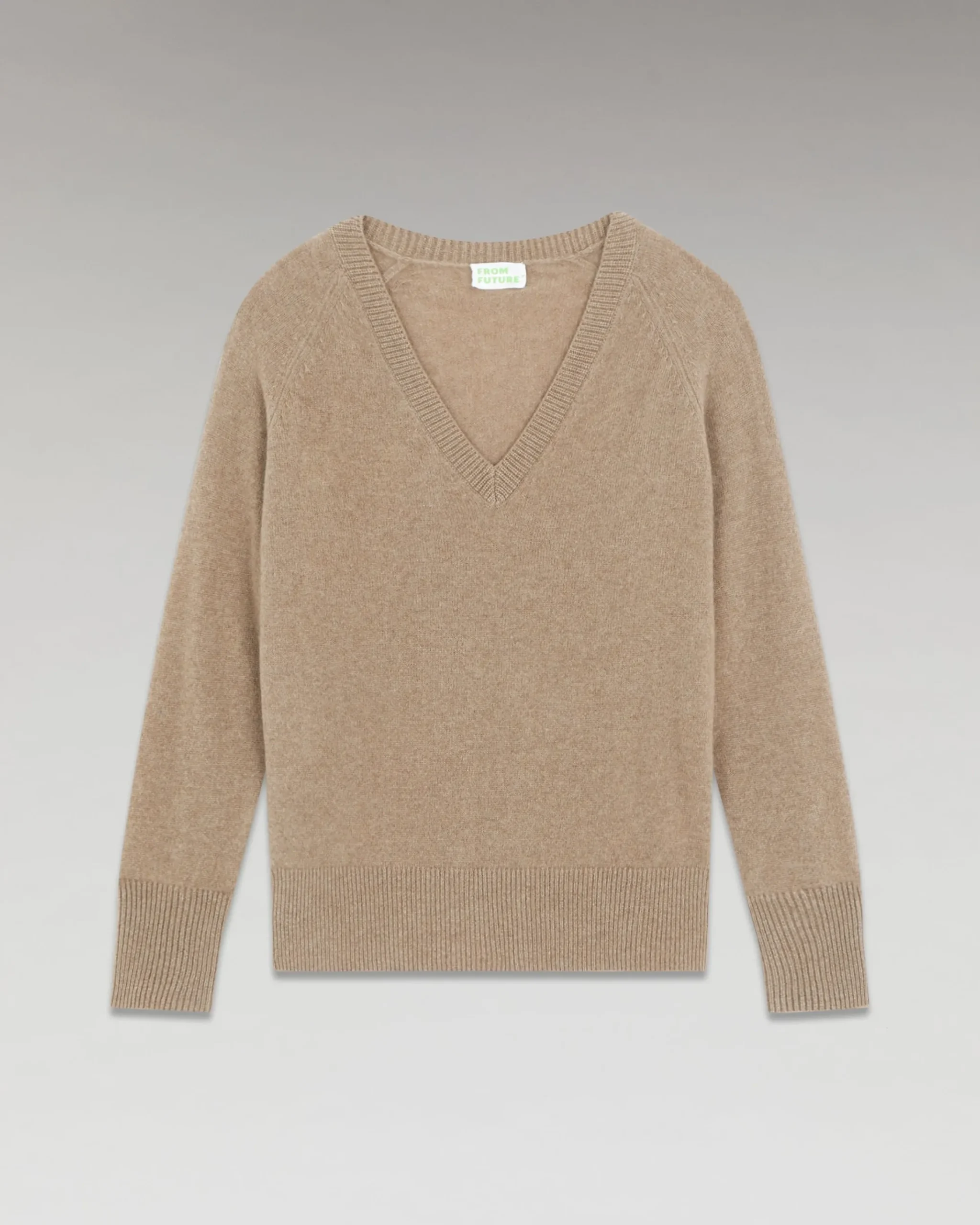 FROM FUTURE Pullover Scollo a V Oversize Leggero Taupe Cheap