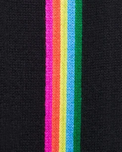FROM FUTURE Pullover Scollo tondo Bande maniche multicolori Nero Outlet