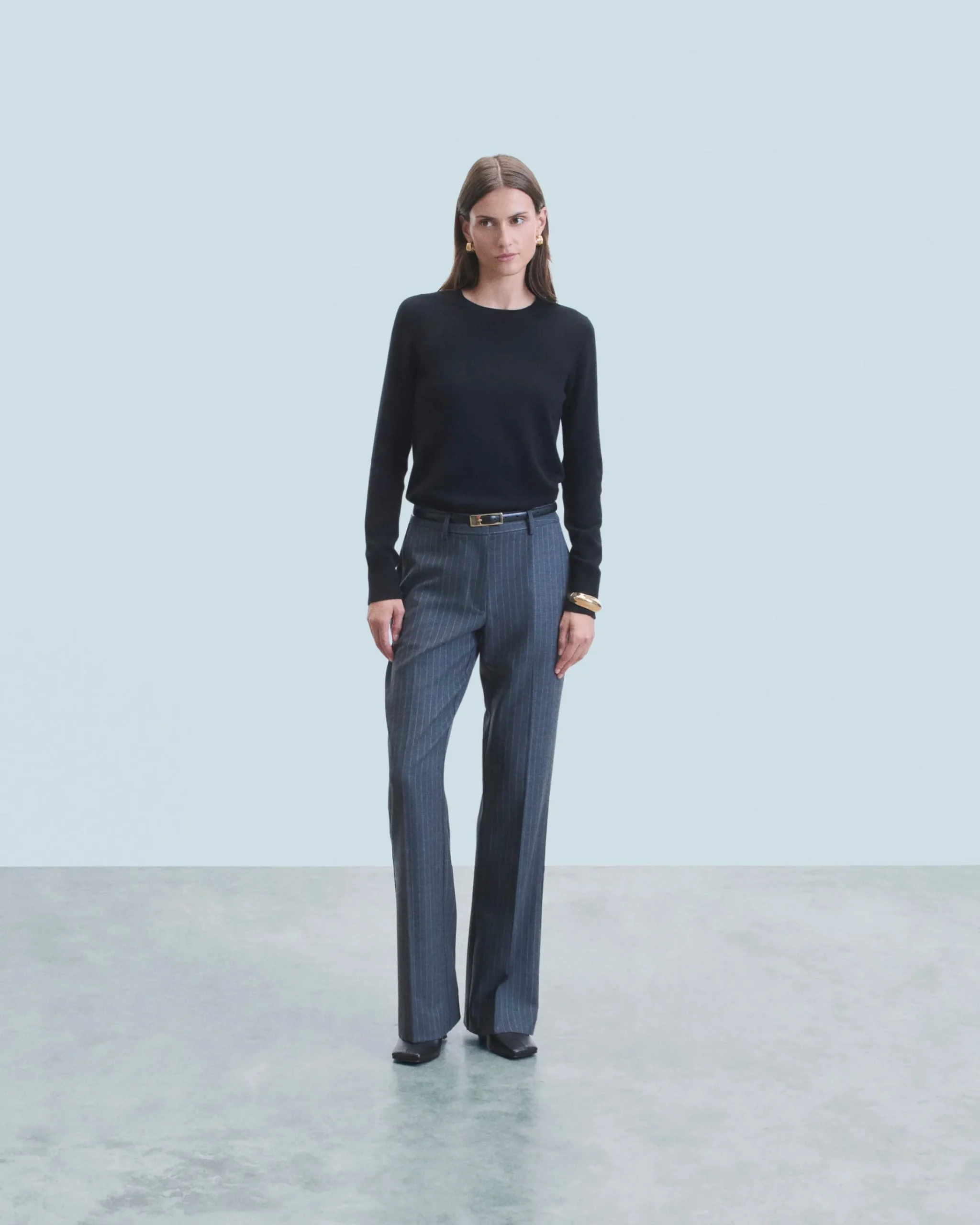 FROM FUTURE Pullover Scollo tondo Basic Nero Discount