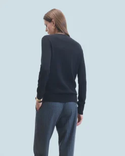 FROM FUTURE Pullover Scollo tondo Basic Nero Discount