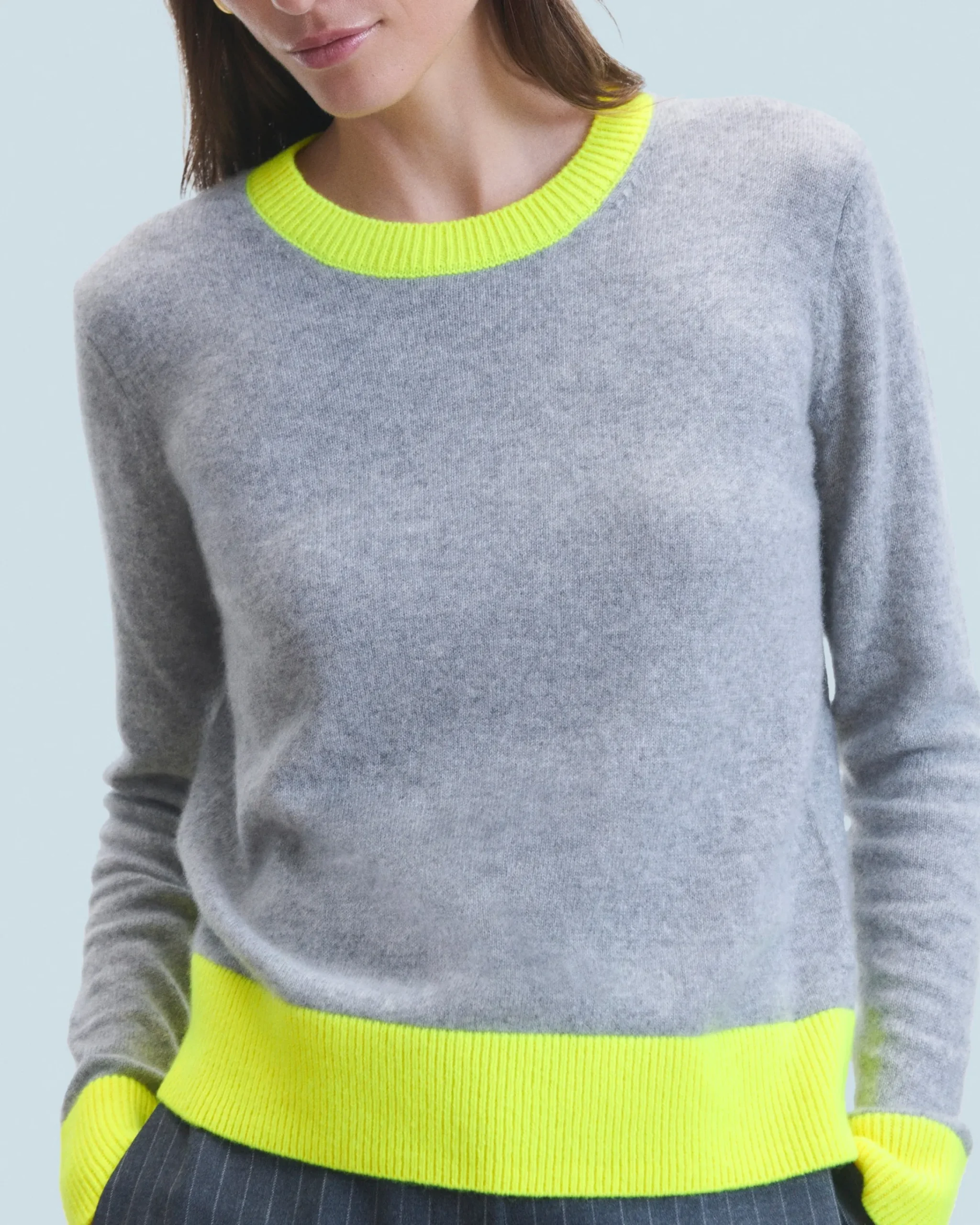 FROM FUTURE Pullover Scollo tondo Bicolore Leggero DarkHeatherGrey Store