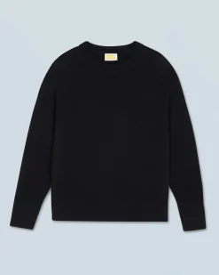 FROM FUTURE Pullover Scollo tondo Oversize Leggero Nero Best Sale