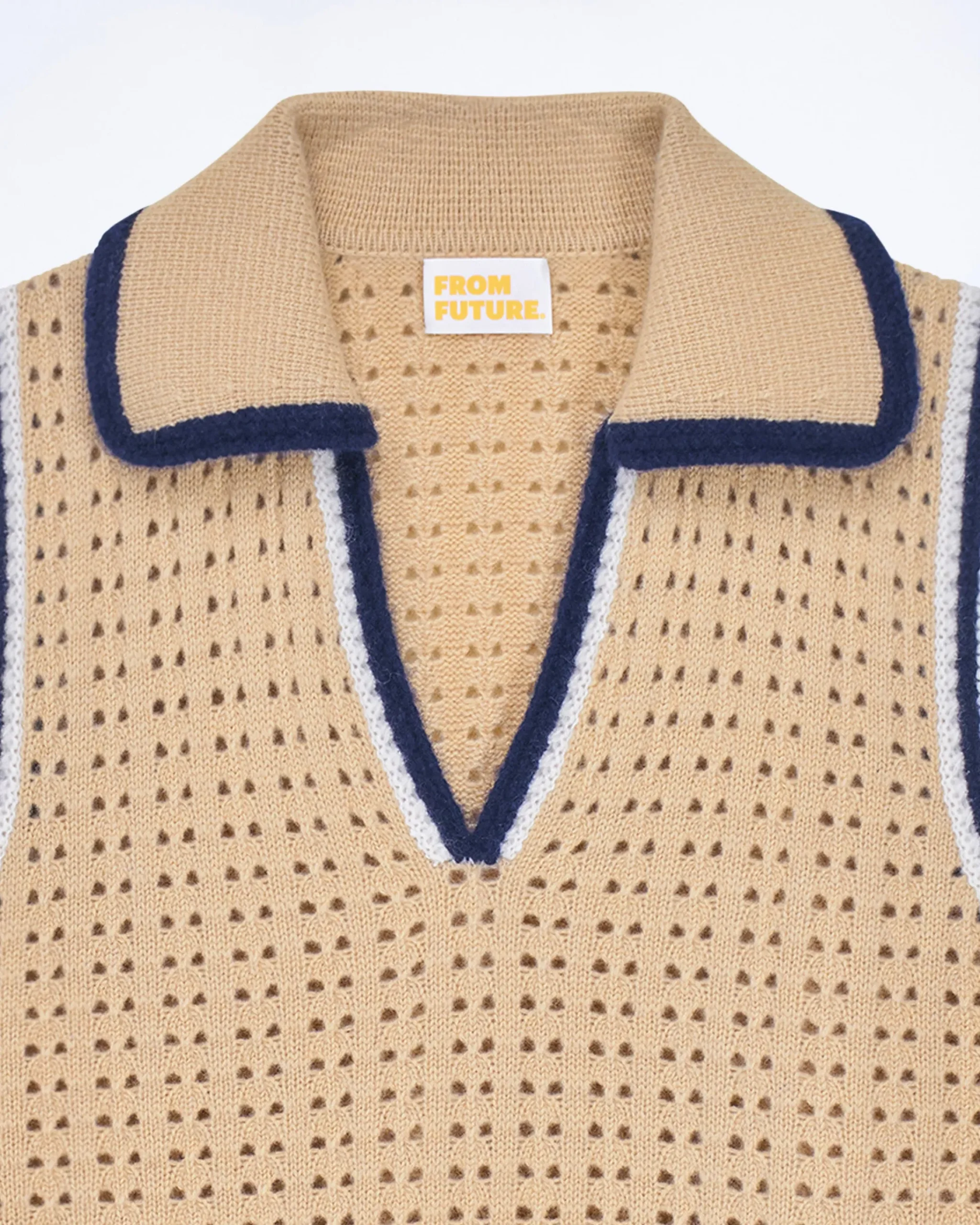 FROM FUTURE Pullover Senza maniche Uncinetto Beige Flash Sale