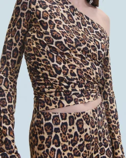 FROM FUTURE Top asimmetrico in jersey HotLeopard Outlet