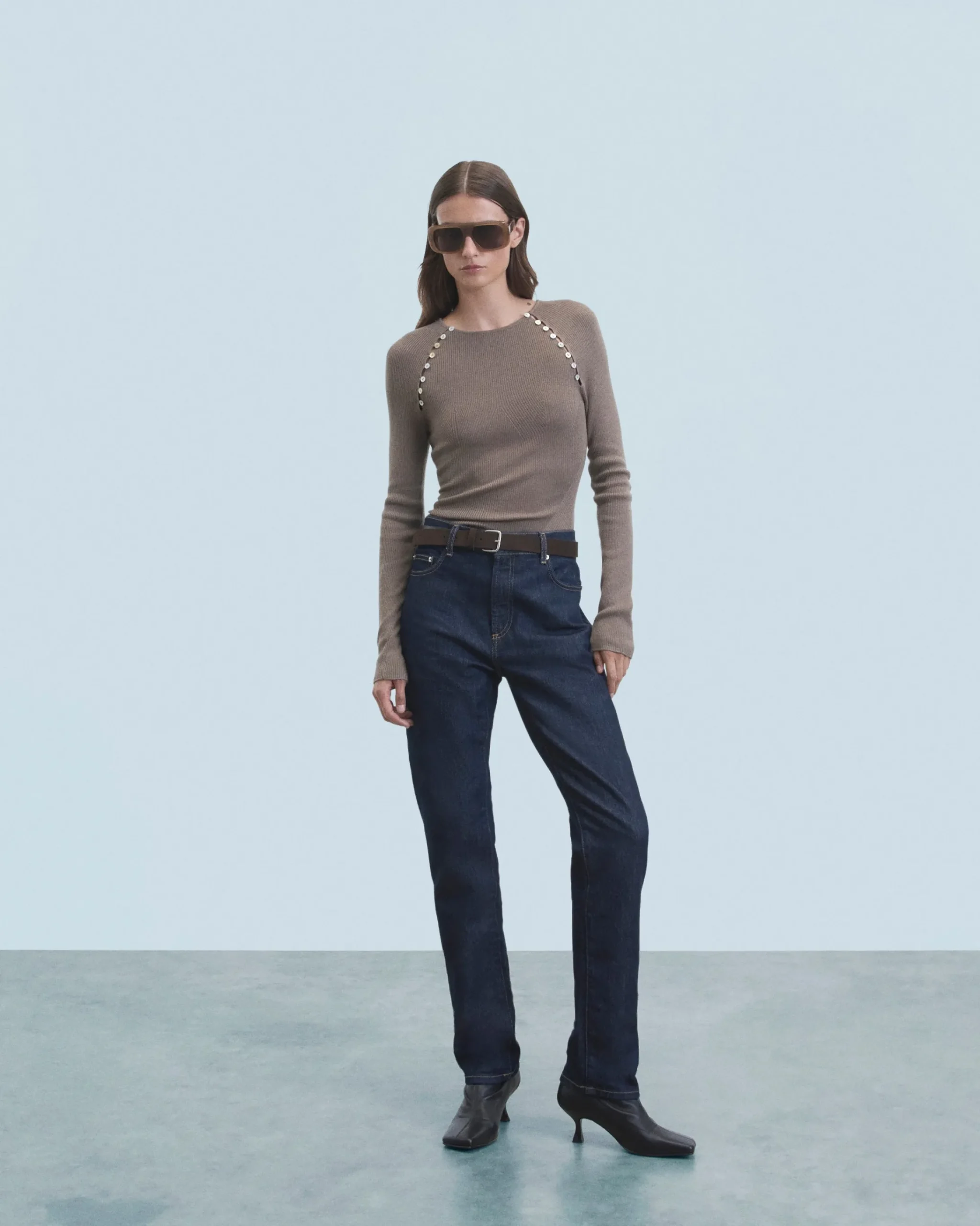 FROM FUTURE Top Maniche lunghe Taupe Best Sale