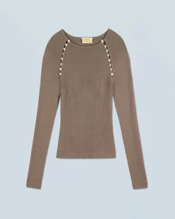 FROM FUTURE Top Maniche lunghe Taupe Best Sale