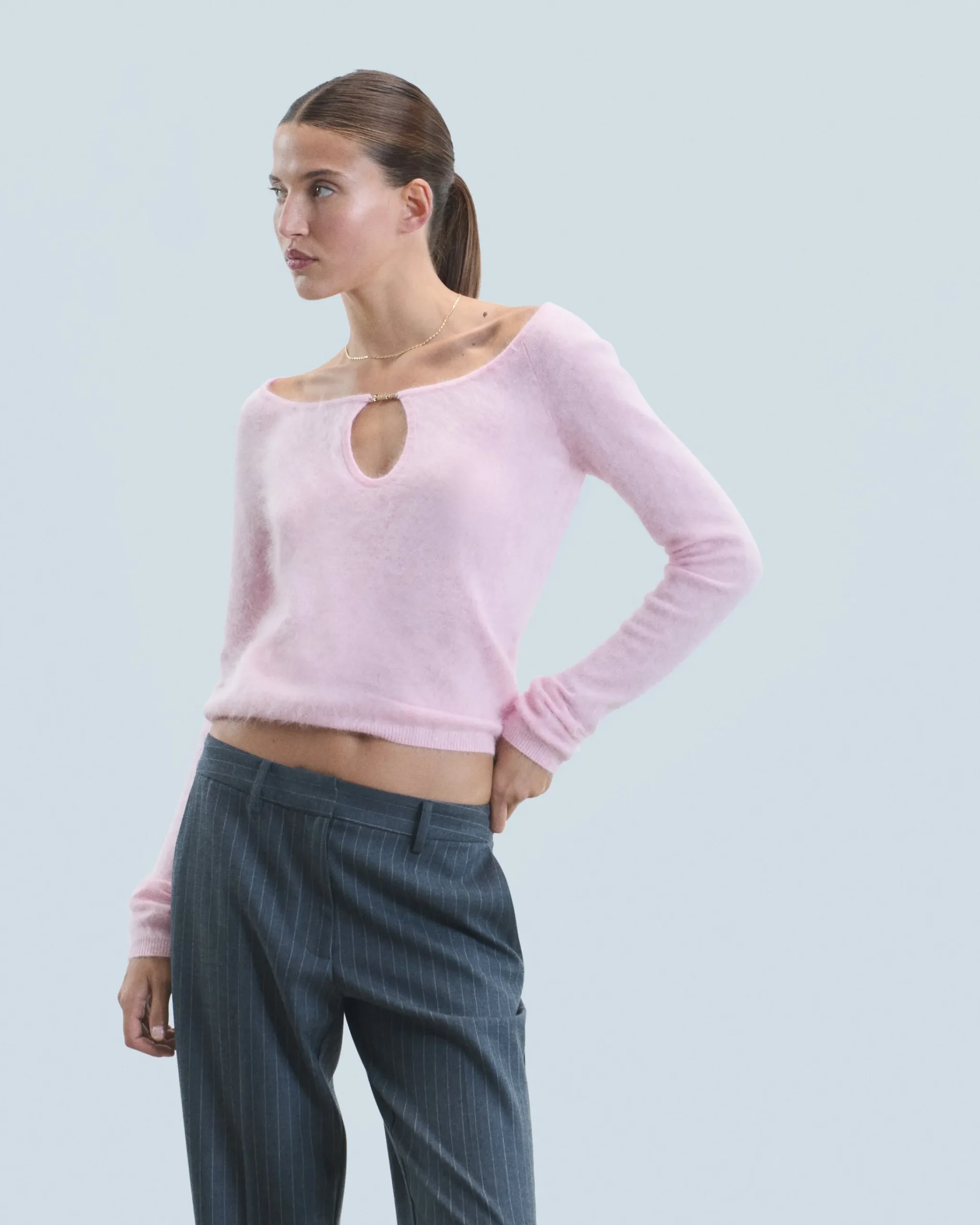 FROM FUTURE Top Maniche lunghe in Cashmere spazzolato FairyPink Cheap