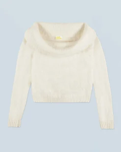 FROM FUTURE Top Maniche lunghe in Cashmere spazzolato Ecrù New