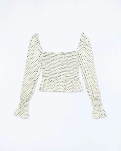 FROM FUTURE Top Maniche lunghe Molly PoisEcru Fashion