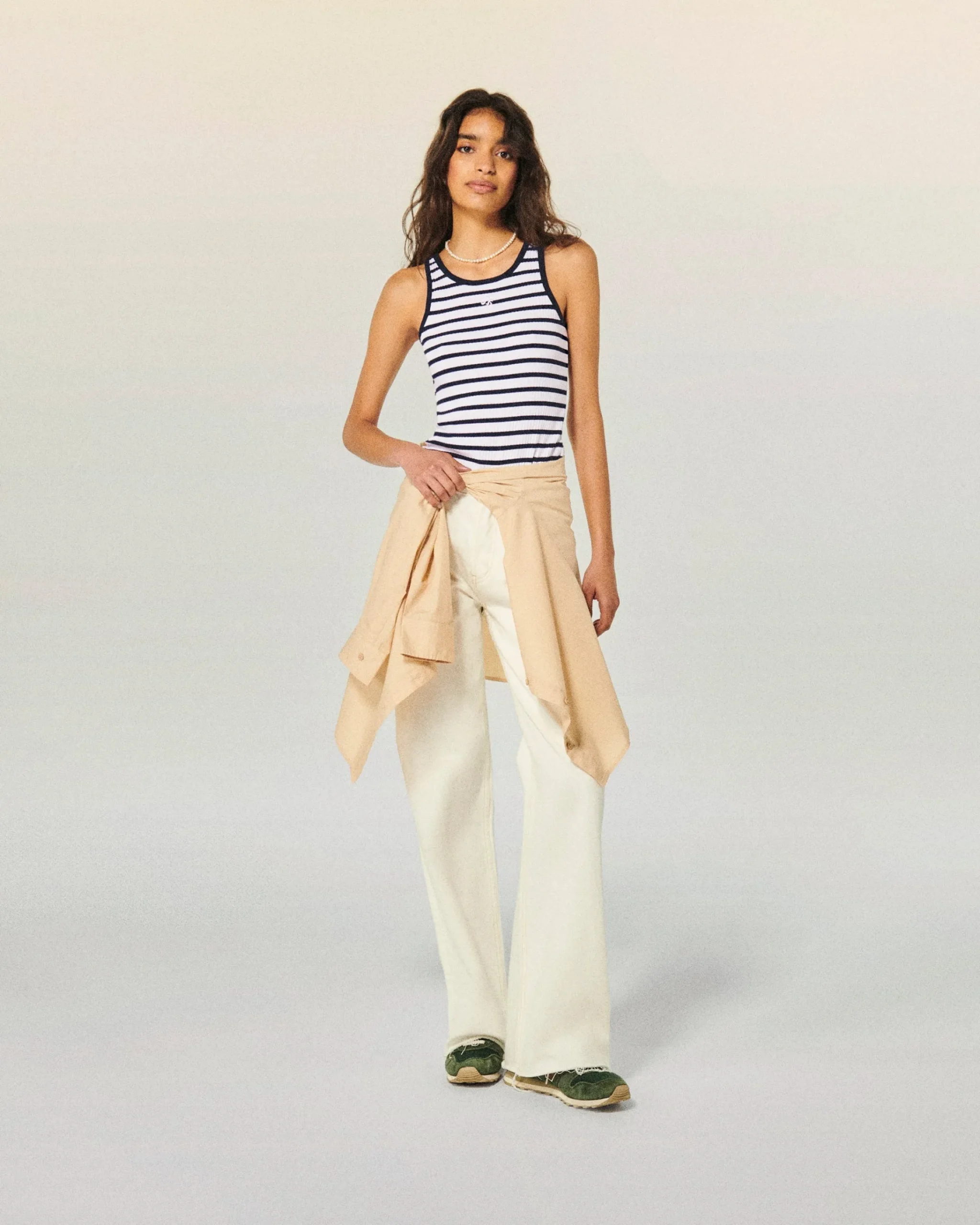 FROM FUTURE Top Spallina Ecru/blumarino Flash Sale
