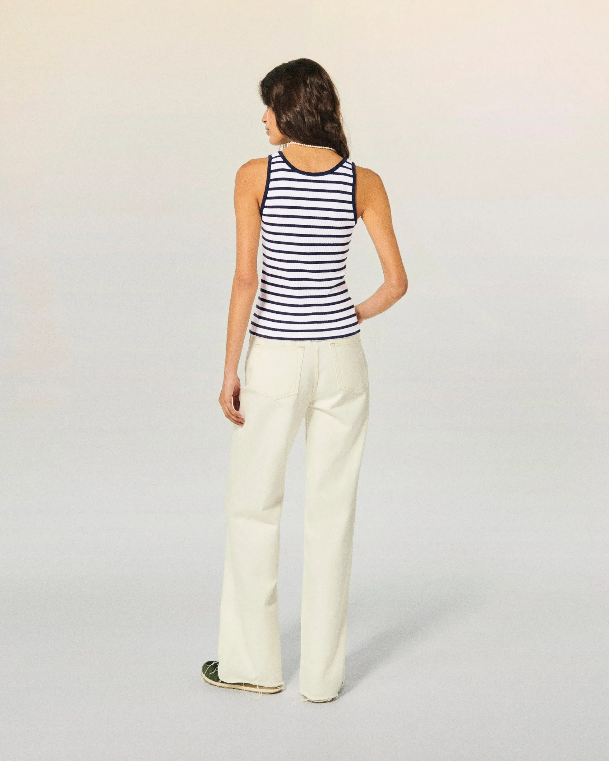 FROM FUTURE Top Spallina Ecru/blumarino Flash Sale