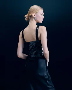 FROM FUTURE Top Spallina Lustrini Nero Best Sale