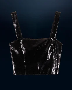 FROM FUTURE Top Spallina Lustrini Nero Best Sale