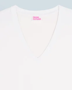 FROM FUTURE T-shirt Scollo a V Maniche corte Bianco Outlet