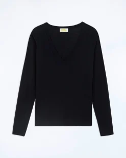 FROM FUTURE T-Shirt Scollo a V Maniche lunghe Nero Discount