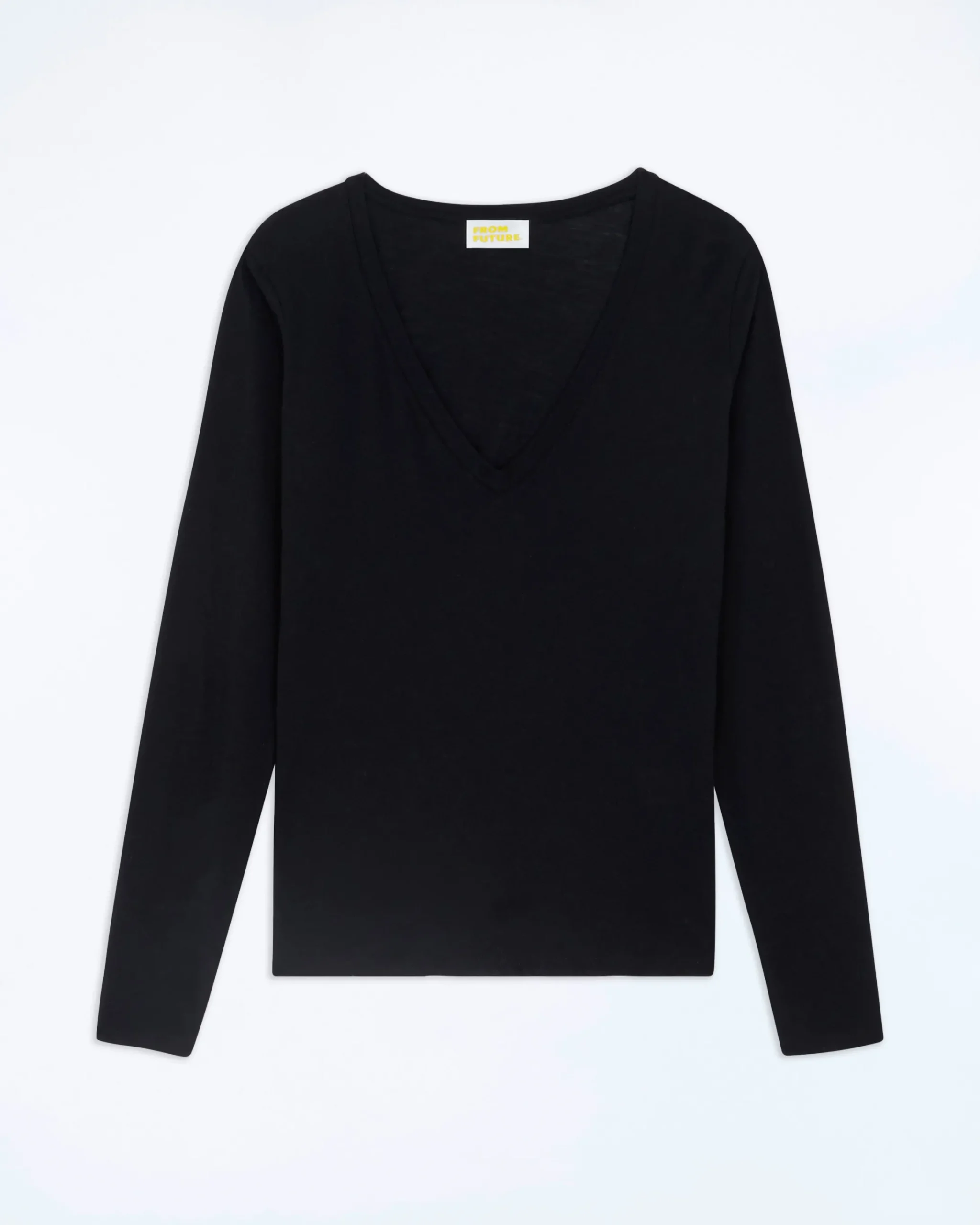FROM FUTURE T-Shirt Scollo a V Maniche lunghe Nero Discount