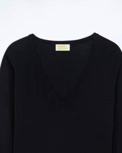 FROM FUTURE T-Shirt Scollo a V Maniche lunghe Nero Discount