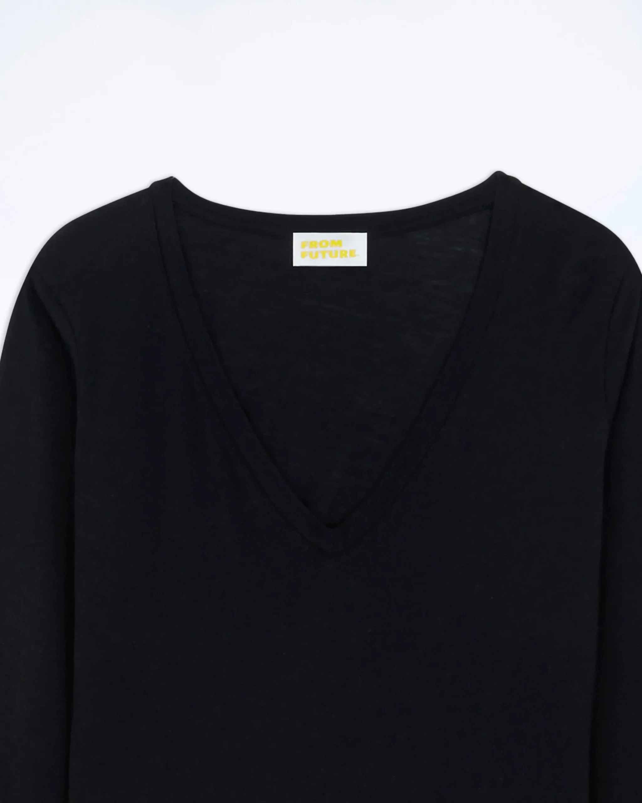 FROM FUTURE T-Shirt Scollo a V Maniche lunghe Nero Discount