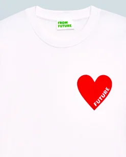 FROM FUTURE T-Shirt Scollo tondo Cuore Bianco Cheap
