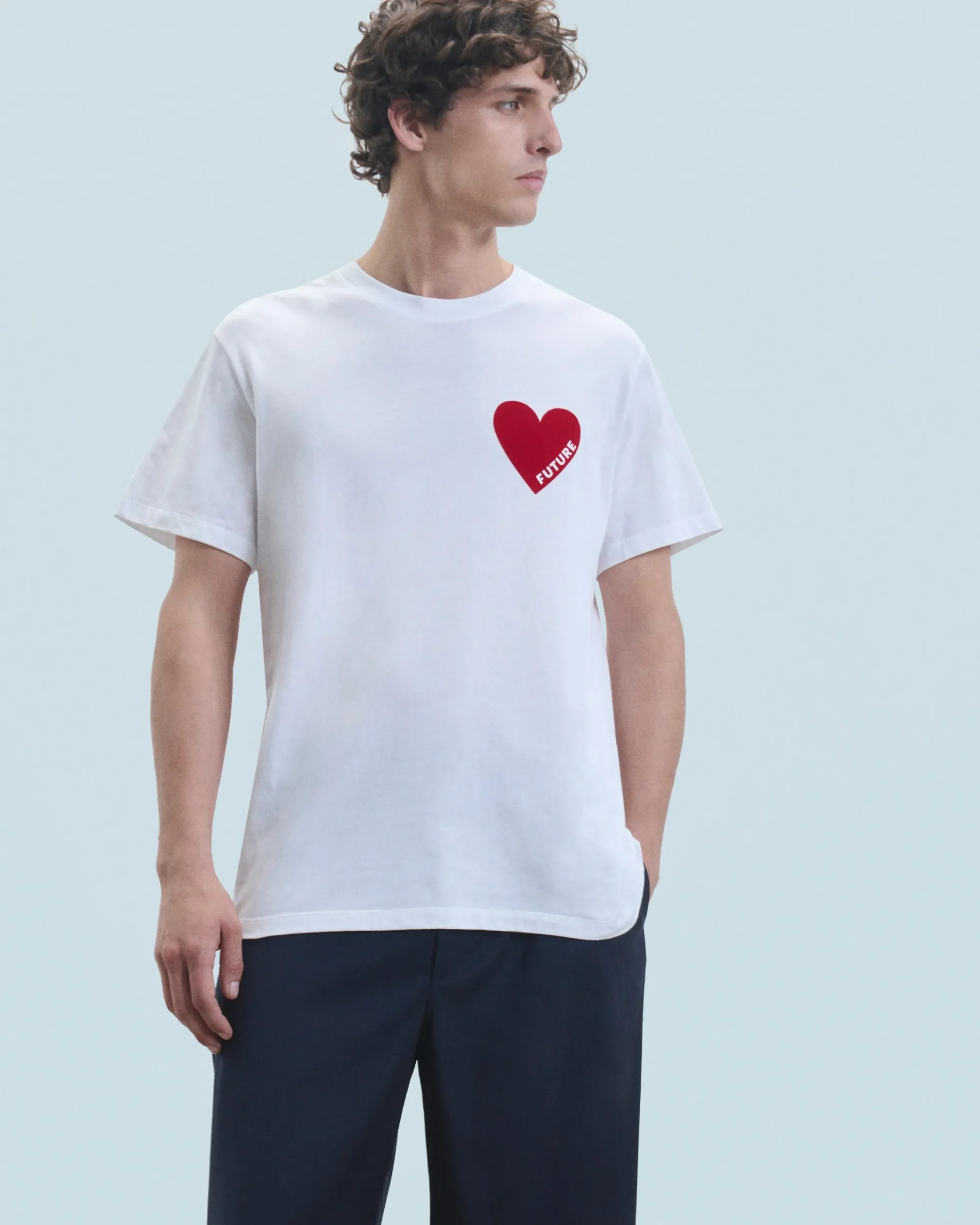 FROM FUTURE T-Shirt Scollo tondo Cuore Nero Cheap