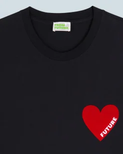 FROM FUTURE T-Shirt Scollo tondo Cuore Nero Cheap
