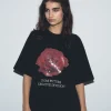 FROM FUTURE T-Shirt Scollo tondo Maniche corte Rosa Nero Fashion