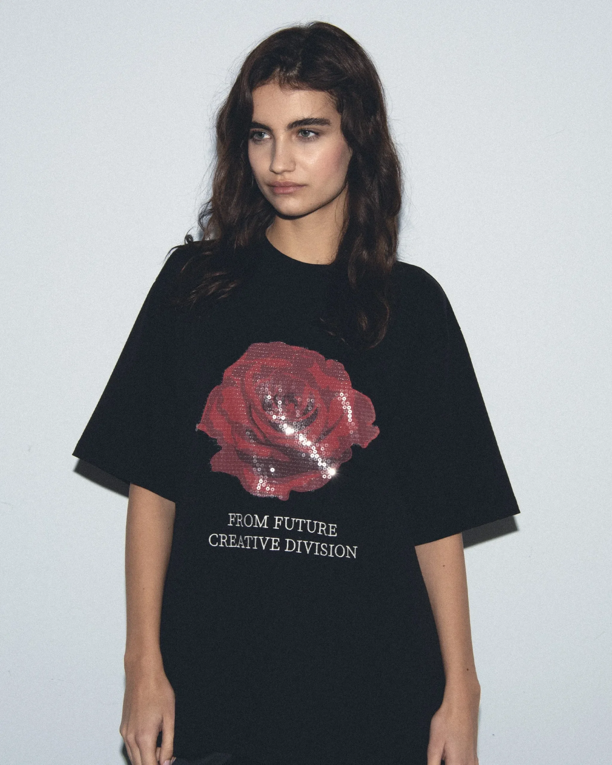 FROM FUTURE T-Shirt Scollo tondo Maniche corte Rosa Nero Fashion