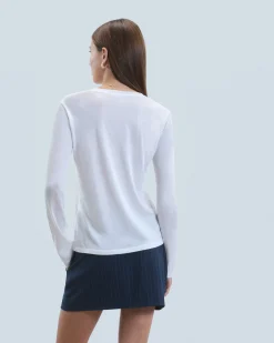 FROM FUTURE T-Shirt Scollo tondo Maniche lunghe Bianco Cheap
