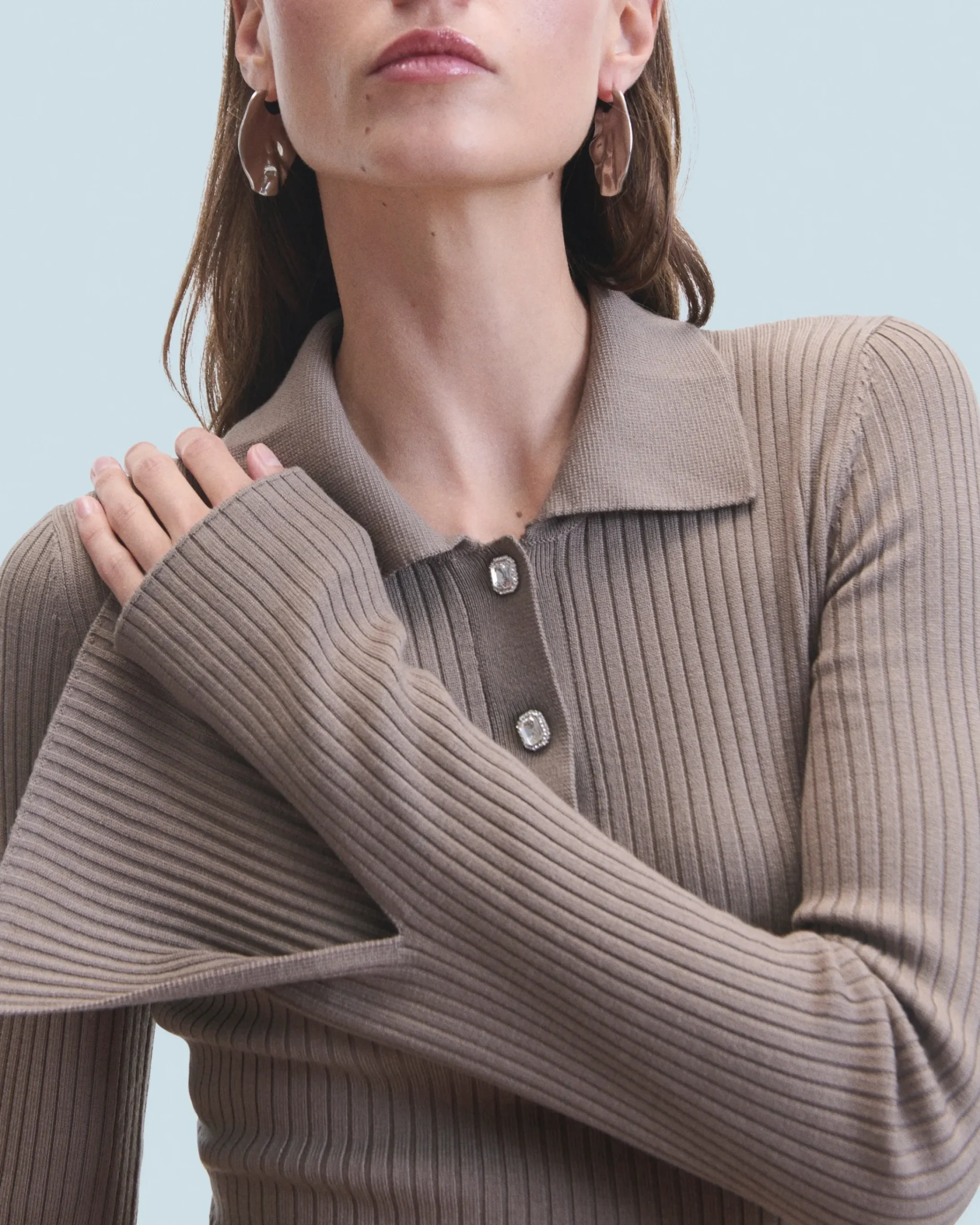 FROM FUTURE Vestito Corto Maniche lunghe Taupe Discount
