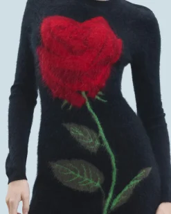 FROM FUTURE Vestito Corto Maniche lunghe in Cashmere spazzolato Nero New