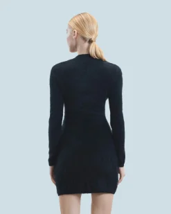 FROM FUTURE Vestito Corto Maniche lunghe in Cashmere spazzolato Nero New